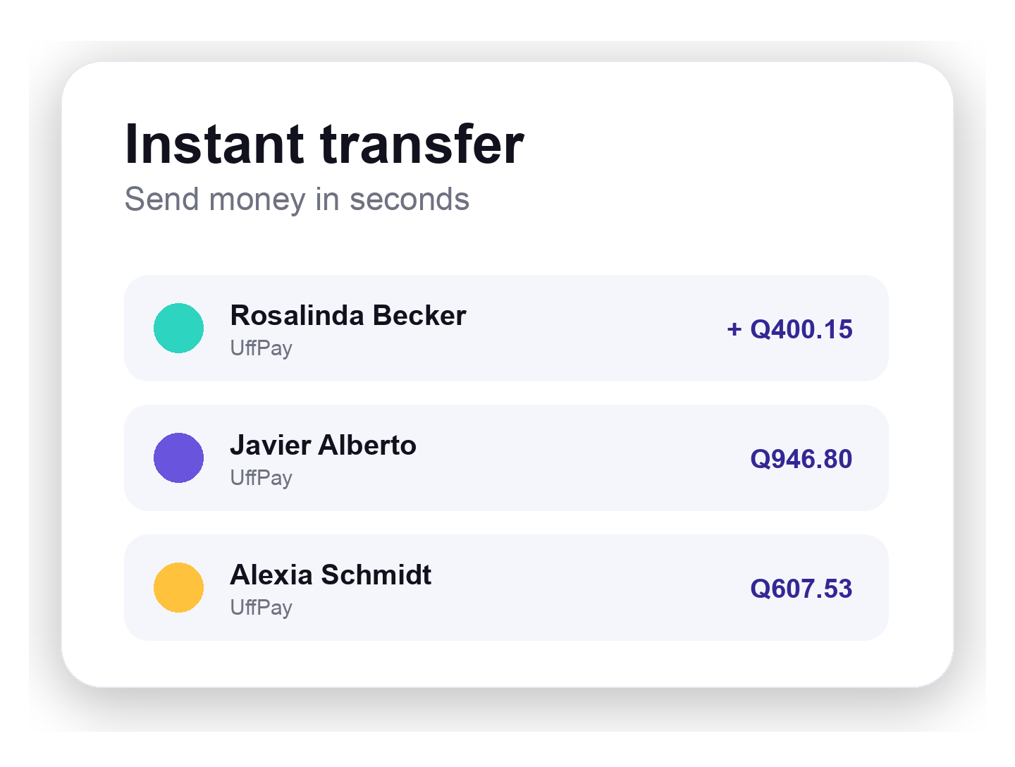 Instant transfers between UffPay users
